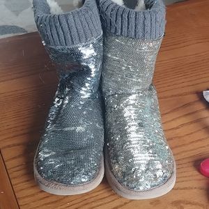 NWT Pottery Barn Kids Sherpa slippers navy sz small sm 6-9 7 8 booties